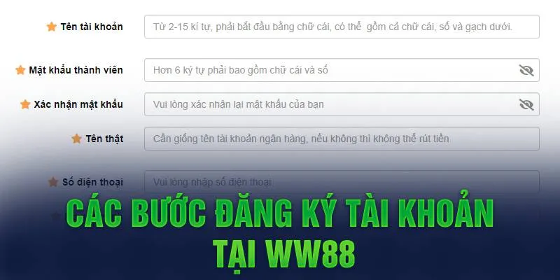 Các bước đăng ký tài khoản tại WW88